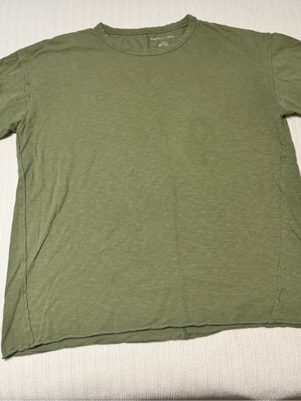 American Eagle Boxy Tee / Exposed Seam /Raw Hem / Olive Green / XS